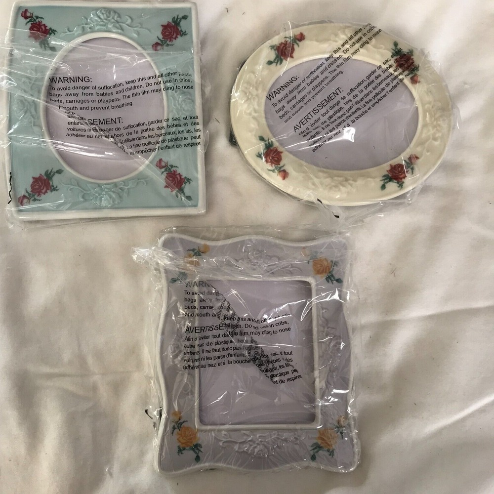 Avon Birthday 2007 President's Club PC, Picture Frames, Set of 3, Porcelain